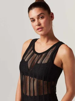 Outlet Linear Mesh Tank Top Women Tops