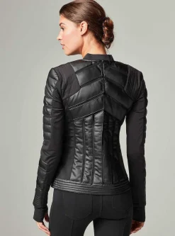 Fashion Mesh Inset Bomber Women Puffers & Coats