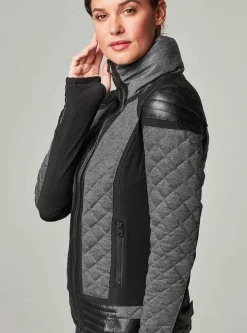 Hot Mesh Inset Moto Puffer - Down Filled Women Puffers & Coats