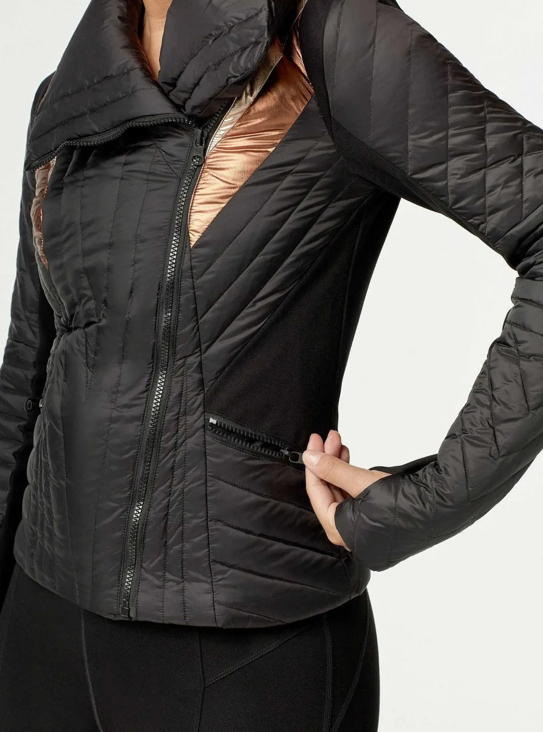 Best Metallic Motion Panel Puffer - Down Filled Women Puffers & Coats