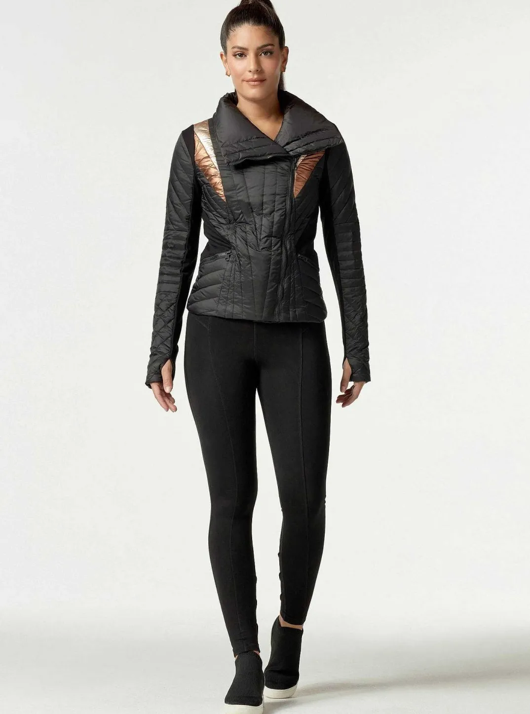 Best Metallic Motion Panel Puffer - Down Filled Women Puffers & Coats