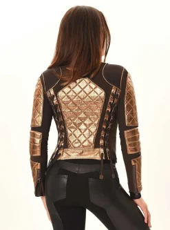 Online Metallic Moto Mesh Jacket Women Motos