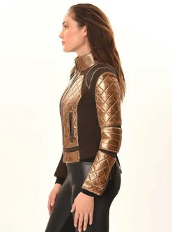 Online Metallic Moto Mesh Jacket Women Motos