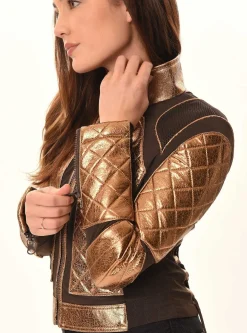 Online Metallic Moto Mesh Jacket Women Motos