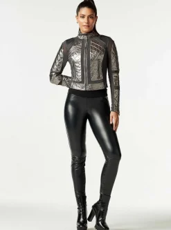 Cheap Metallic Moto Mesh Jacket Women Motos