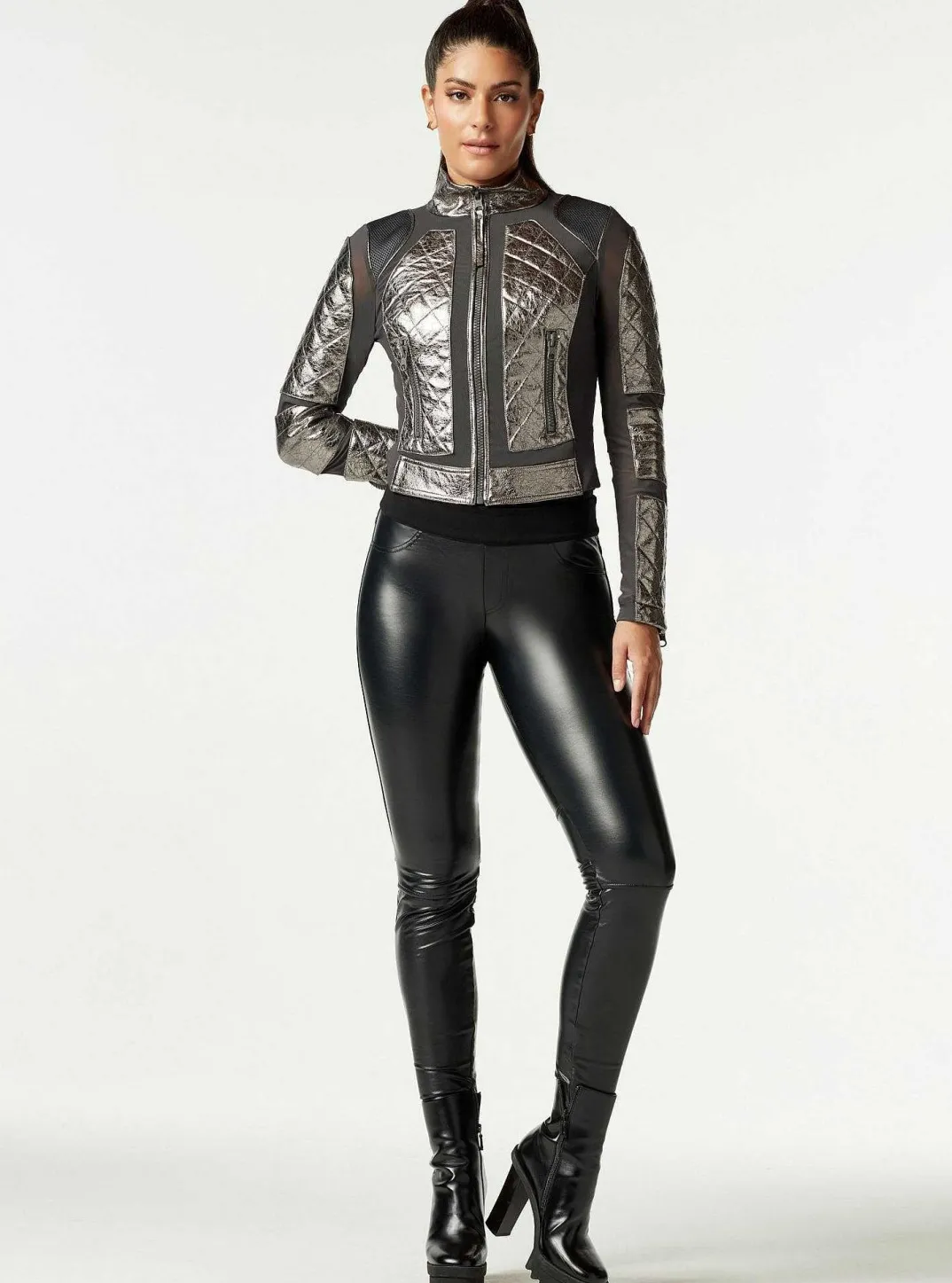 Cheap Metallic Moto Mesh Jacket Women Motos