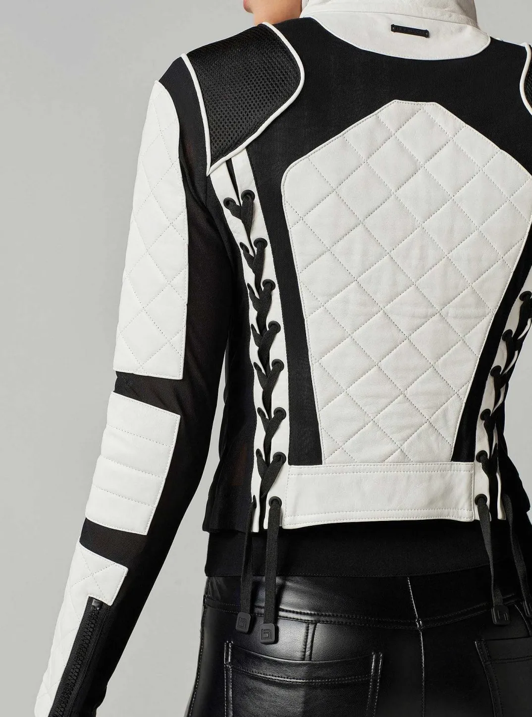 Sale Moto Jacket Black And White Colorblock Women Motos