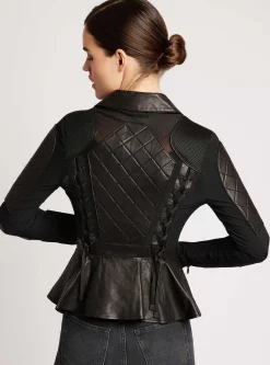 Hot Moto Mesh Peplum Jacket Women Motos