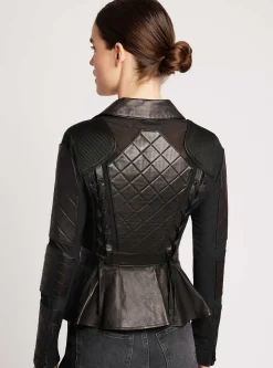 Hot Moto Mesh Peplum Jacket Women Motos