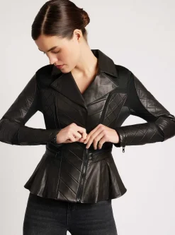 Hot Moto Mesh Peplum Jacket Women Motos
