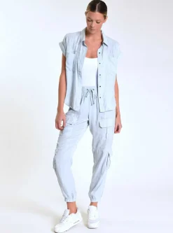 Outlet Phoenix Tencel Camp Shirt Women Chambray Blue