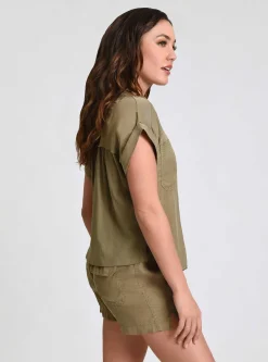 Outlet Phoenix Tencel Camp Shirt Women Chambray Blue