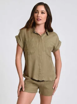 Outlet Phoenix Tencel Camp Shirt Women Chambray Blue