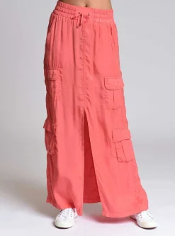 Hot Phoenix Tencel Cargo Skirt Women Olive