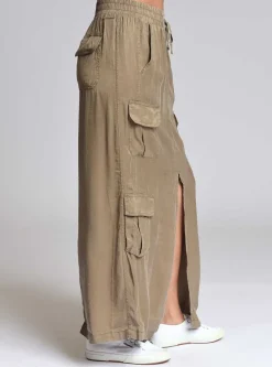Hot Phoenix Tencel Cargo Skirt Women Olive