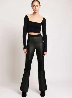 New Ponte Leather Bootcut Women Bottoms