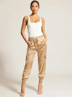 Online Silk Jogger Gold Trims Women Bottoms
