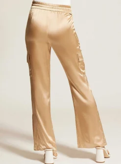 Store Silk Wide Leg Pant Gold Trims Women Bottoms
