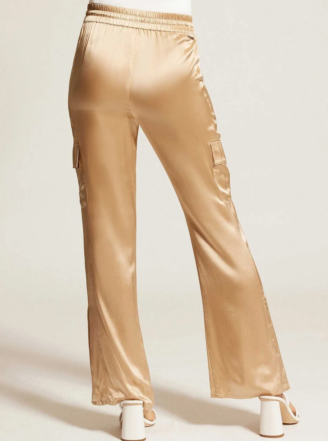 Store Silk Wide Leg Pant Gold Trims Women Bottoms