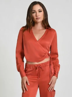 New Silk Wrap Shirt Women Olive