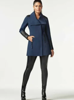 Flash Sale Socialite Quilted-Back Zip Front Trench Women Naval Blue