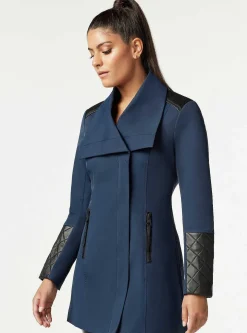 Flash Sale Socialite Quilted-Back Zip Front Trench Women Naval Blue