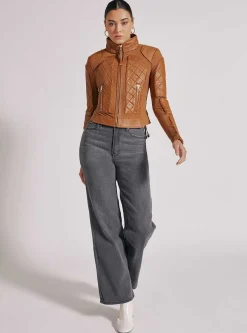 Sale Textured Mesh Moto Jacket Women Motos