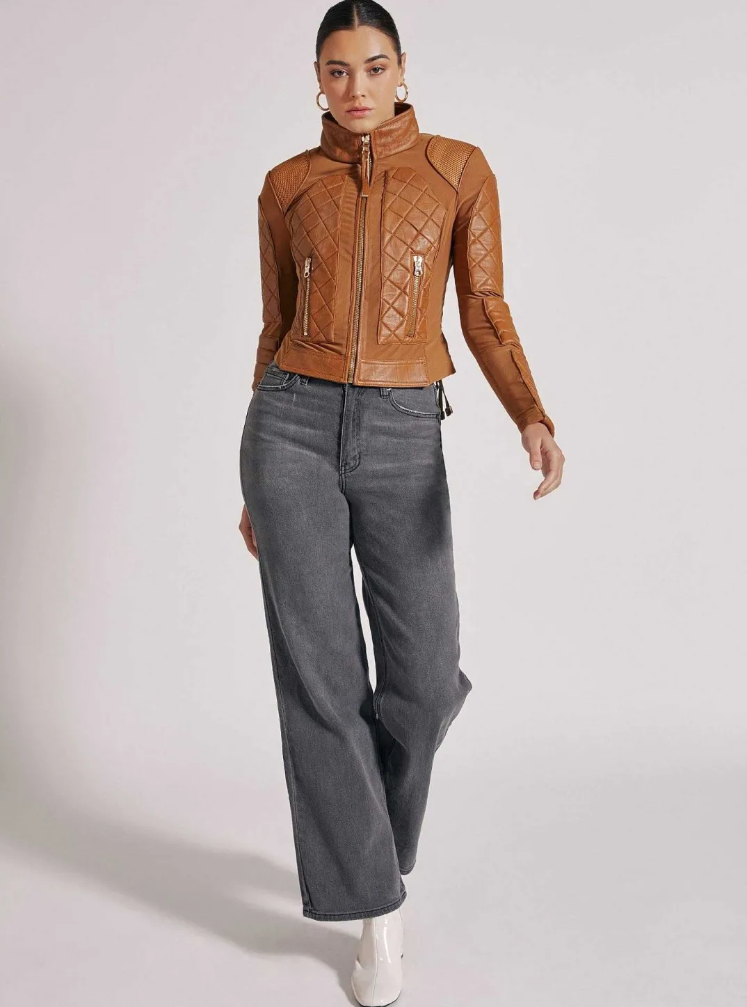 Sale Textured Mesh Moto Jacket Women Motos