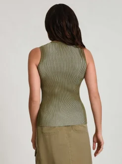 Outlet Two Tone Rib Tank Women Naval Blue