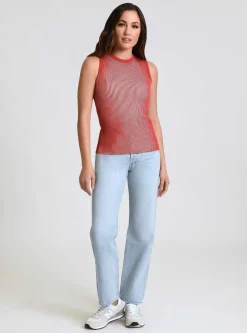 Outlet Two Tone Rib Tank Women Naval Blue