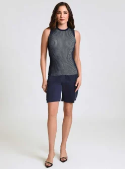 Outlet Two Tone Rib Tank Women Naval Blue