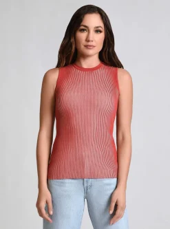 Outlet Two Tone Rib Tank Women Naval Blue