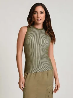 Outlet Two Tone Rib Tank Women Naval Blue