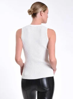 Outlet Two Tone Rib Tank Women Naval Blue