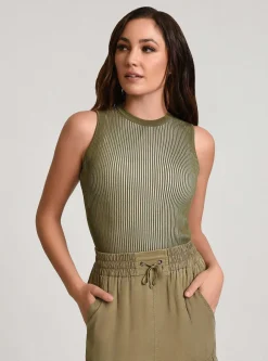 Outlet Two Tone Rib Tank Women Naval Blue
