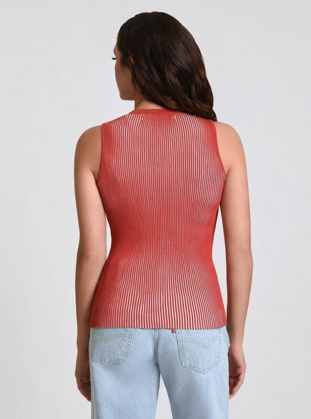 New Two Tone Rib Tank Women Cranberry