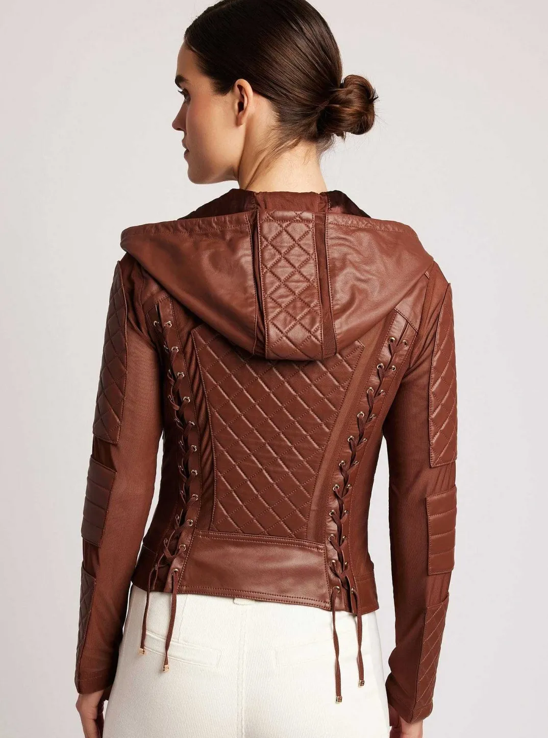 New Voyage Hooded Moto Jacket Gold Trims Women Motos