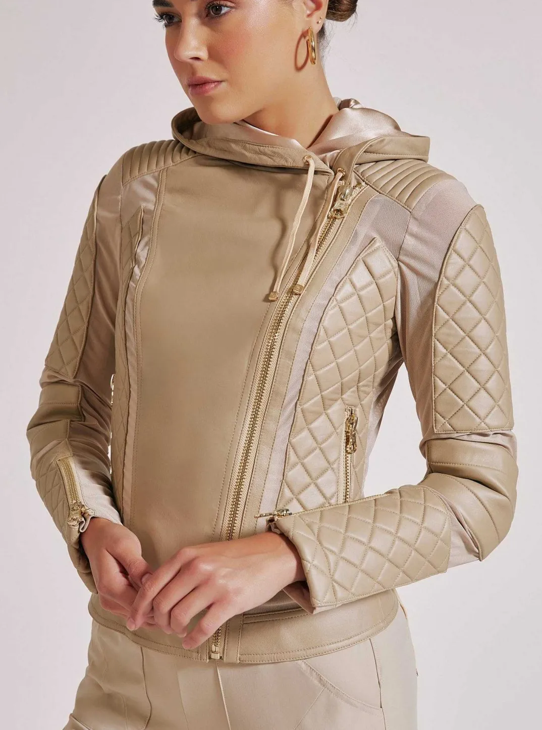 Online Voyage Hooded Moto With Gold Trims Women Motos