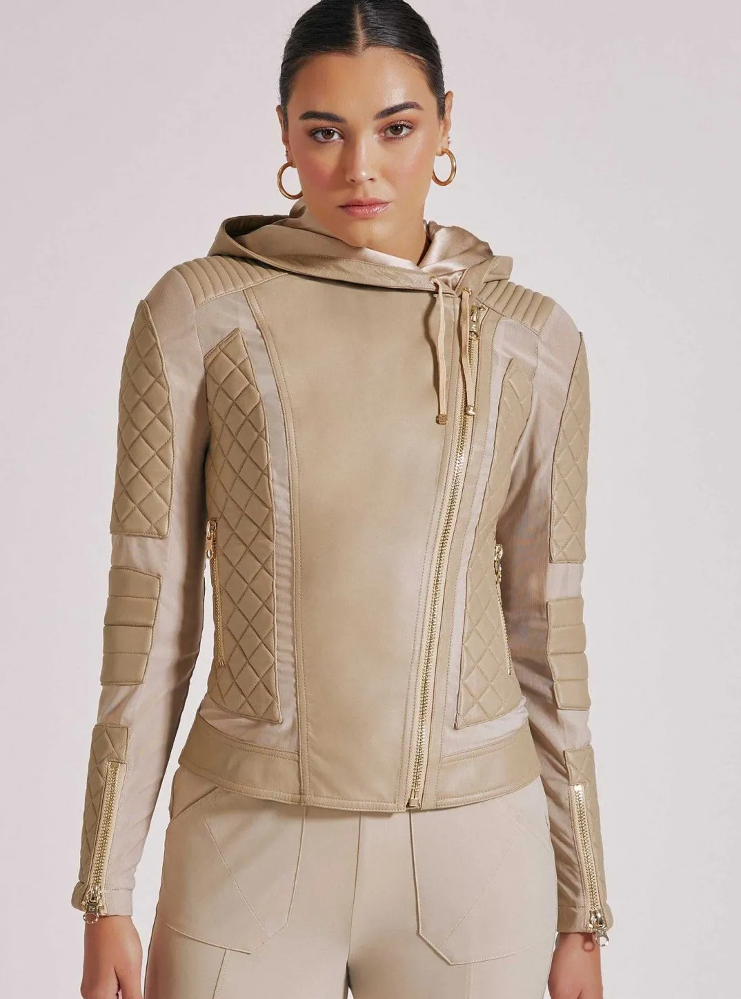 Online Voyage Hooded Moto With Gold Trims Women Motos